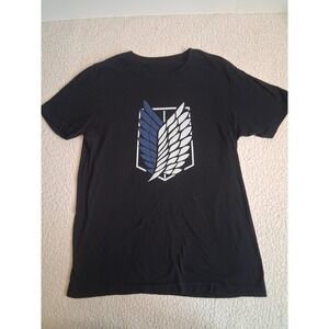 Attack on Titan Survey Corps Wings of Freedom Graphic T-Shirt Black Mens Large